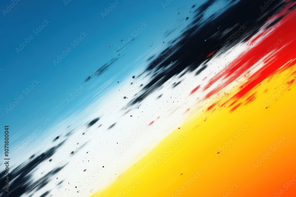 Poster a vibrant abstract gradient features hues of blue, orange, and red, with streaks and textures creati