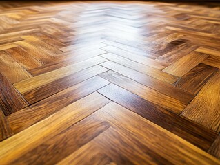 close-up angle view of luxurious modern wood parquet texture, highlighting the grains and patterns that convey warmth and sophistication in interior spaces
