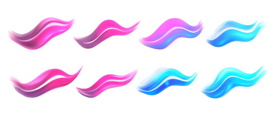 Elegant and Colorful Wave Shapes in Soft Pink and Blue Tones for Innovative Design, Branding, and Creative Projects on Transparent Background