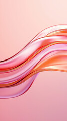 Elegant abstract glass waves in seamless transparent layers create soothing visual experience with soft pink and orange hues