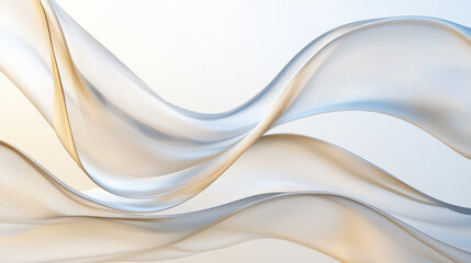 Minimalist clear glass waves create abstract fluid motion, evoking sense of tranquility and elegance. soft colors blend seamlessly, enhancing serene atmosphere