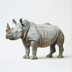 Obraz premium Realistic Rhinoceros Standing in Neutral Background