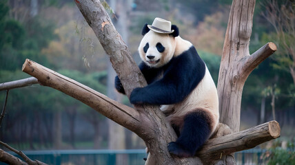 Obraz premium giant panda eating bamboo