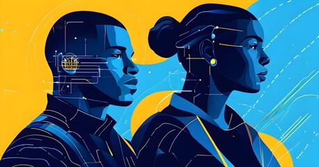 minimalist abstract illustration that symbolizes artificial intelligence in sport