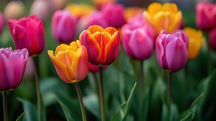 Obraz premium Background or picture of a tulip flowers garden in spring.