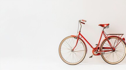 Fototapeta premium Vintage Red Bicycle Isolated on White Background for Creative Usage in Design, Advertising, or Personal Projects