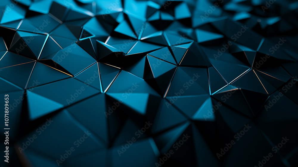 Poster abstract geometric background featuring dark blue triangular shapes and intricate textures