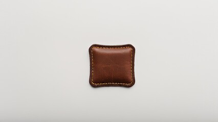 Obraz premium Detailed square leather patch mockup on plain background, highlighting texture