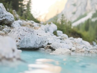 Fototapeta premium Serene Mountain Stream with White Rocks
