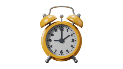 Yellow alarm clock isolated on white background