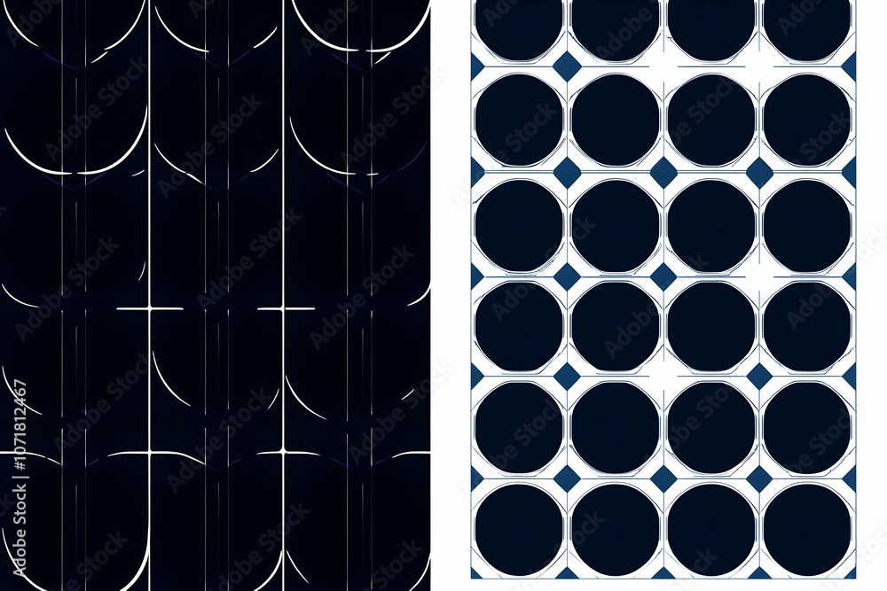 Aufkleber a geometric design featuring dark circular patterns on contrasting backgrounds.