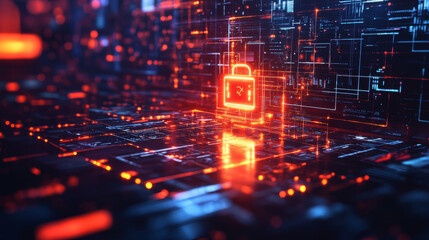 A 3D picture showing the importance of online security and digital technology.