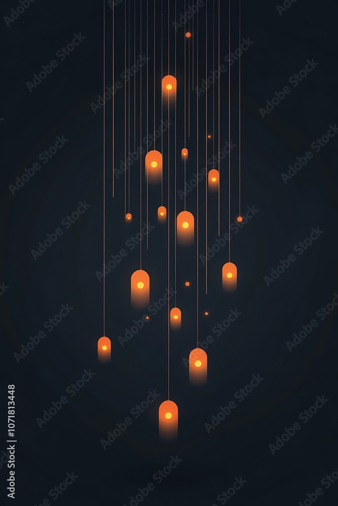 Aufkleber a series of glowing lights are suspended from the ceiling, creating a warm and inviting atmosphere. 