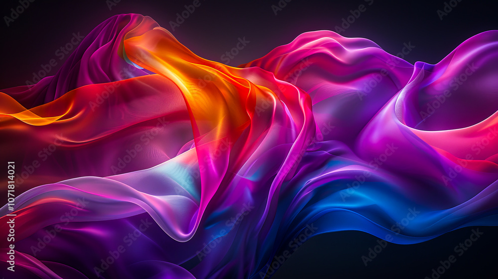Poster vibrant and colorful smooth fabric like gradient background with fluid transitions.