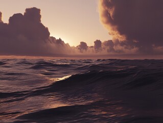 Dramatic Sunrise Over the Dark Ocean