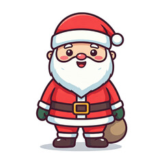 Compilation of Santa Claus Cartoon Cute Characters on Transparent Background
