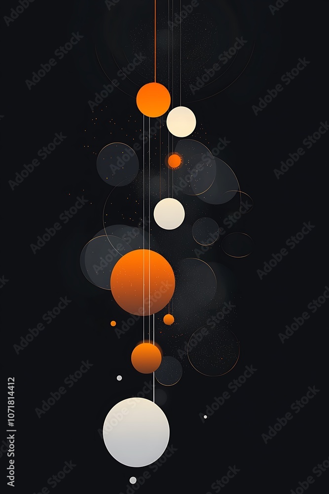 Poster a series of orange and white circles are arranged in a line. the circles are spaced out and appear t