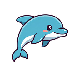 Obraz premium Collection of Adorable Dolphin Cartoon Characters on Transparent Backdrop