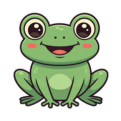 Fototapeta premium Variety of Smiling Frog Cartoon Characters on Transparent Background