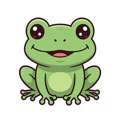 Fototapeta premium Variety of Smiling Frog Cartoon Characters on Transparent Background