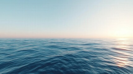 Obraz premium Calm Ocean Surface at Sunset Tranquil Sea Blue Water Horizon Seascape Background