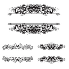 Fototapeta premium set of engraving ornament frame elements for design