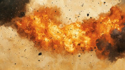 Fiery Explosion with Smoke and Sparks   Dramatic Background