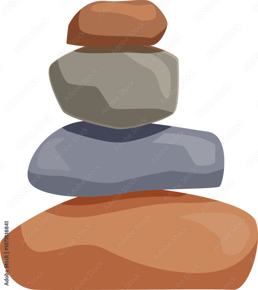Aufkleber four colorful smooth river stones balancing on top of each other creating a serene and meditative at