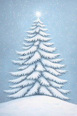 Obraz premium Snowy Pine Tree in Winter Wonderland - Festive Christmas Scene