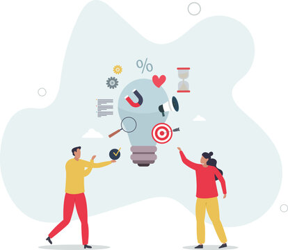 Marketing tips and tricks as advice from smart expert .flat characters.