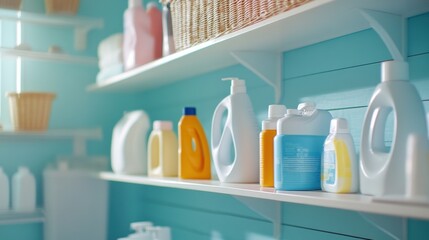 Laundry Detergent Shelf.