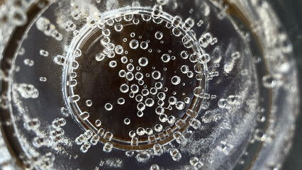 water bubbles at the bottom of a glass close-up