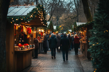 Stände mit Weihnachtsgeschenken auf dem Weihnachtsmarkt