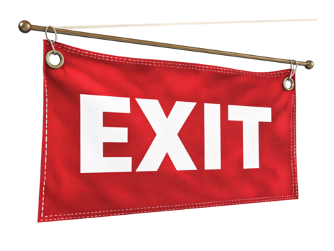 a red sign with white text