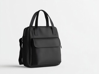 Naklejka premium High-quality school bag mockup, standing upright, blank canvas, soft shadows on white background, ideal for branding