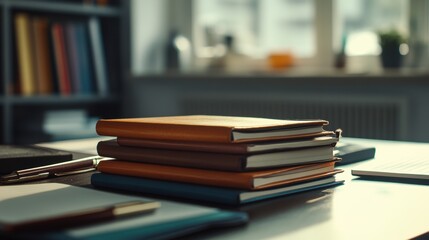 Books & Pen On Desk.
