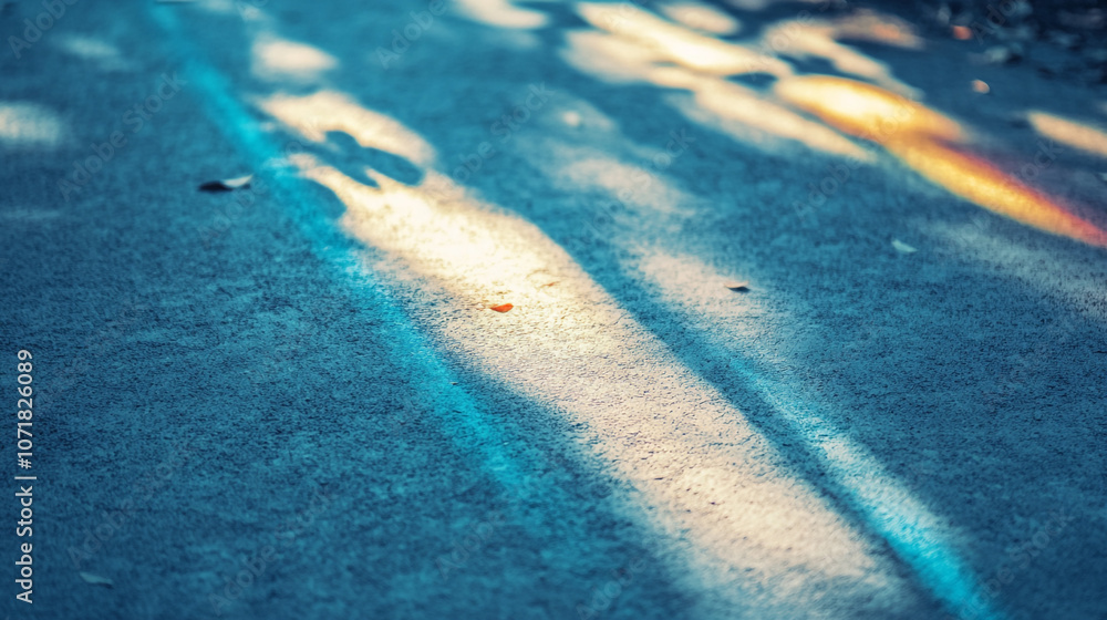 Poster light and shadow patterns on a sunlit concrete pathway during a serene afternoon stroll