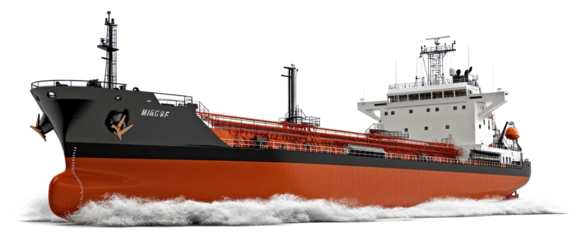 PNG Real modern coastal tanker ship transportation vessel.