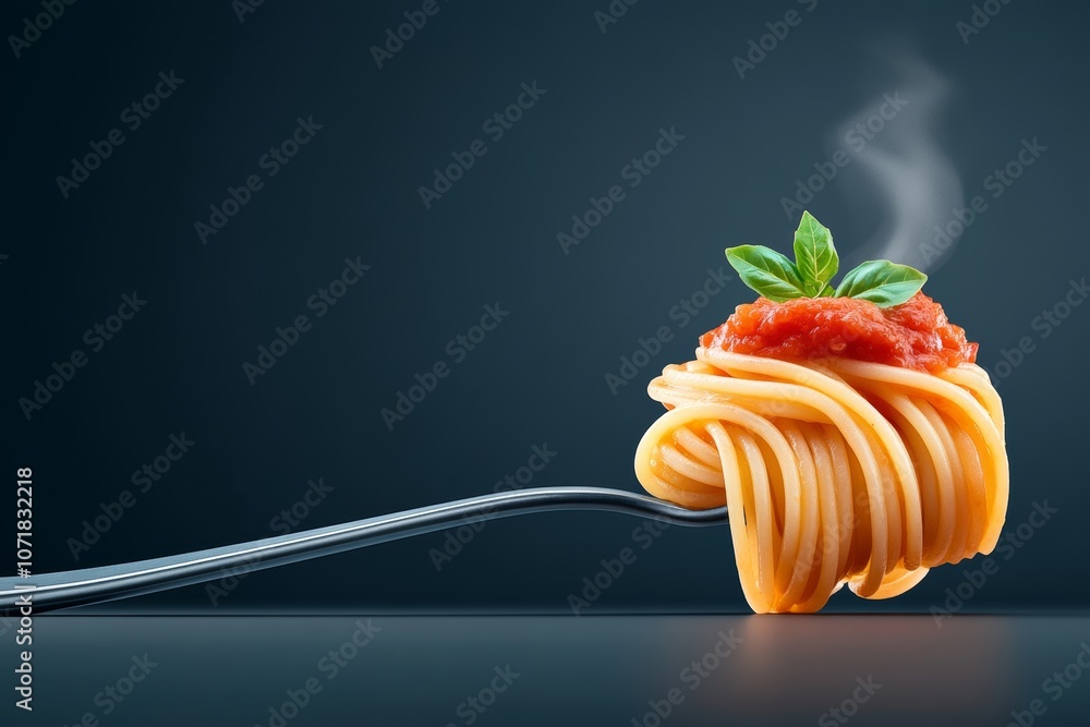 Poster fork with a piece of spaghetti and a small amount of sauce on it. the fork is bent at a 90 degree an