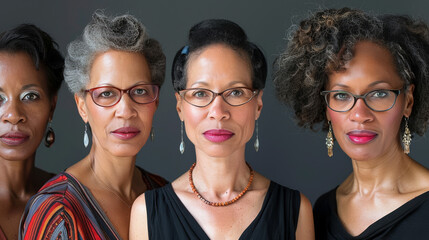 senior  women stand together, their gaze fixed on something unseen