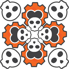 Fototapeta premium illustration of skull and gear