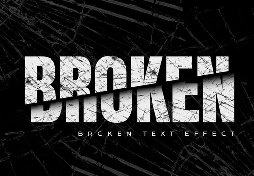 Broken Text Effect Mockup Design Template