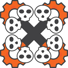 illustration of skull and gear