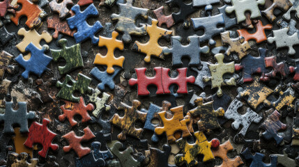 Obraz premium A jigsaw puzzle represents a business strategy where success is found by connecting the right pieces. This symbolizes the creative ideas, challenges, and collaboration needed to reach goals.