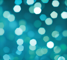 Green bokeh background with blue bokeh effect defocused lights on dark background.generative ai