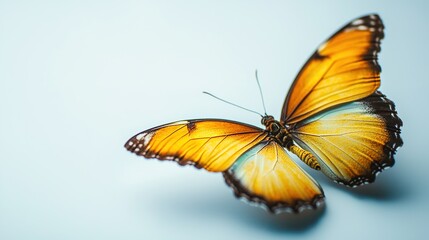 Obraz premium Isolated Close-Up of a Vibrant Butterfly on a White Background, Capturing the Intricate Details of Its Wings in High Resolution Gigapixel Quality