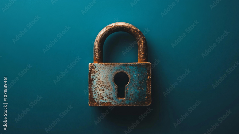 Poster a padlock with a keyhole represents online security. this symbolizes protecting personal data from c