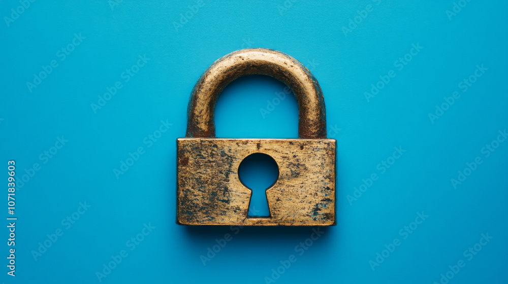 Poster a padlock with a keyhole represents online security. this symbolizes protecting personal data from c