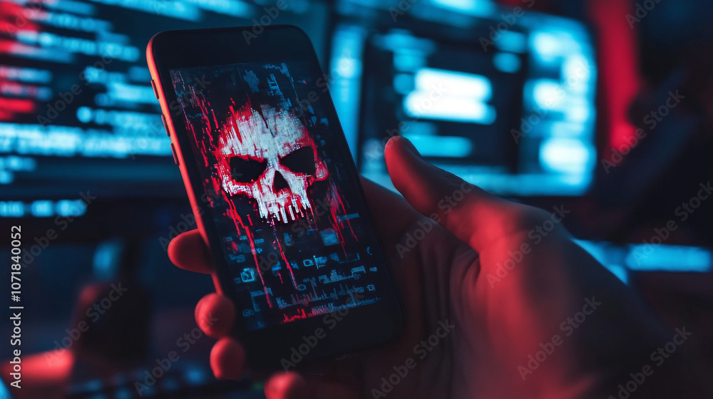 Aufkleber a person is holding a phone with a scary message about a virus spreading through text messages. the 