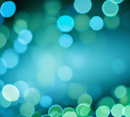Obraz premium Green bokeh background with blue bokeh effect defocused lights on dark background.generative ai